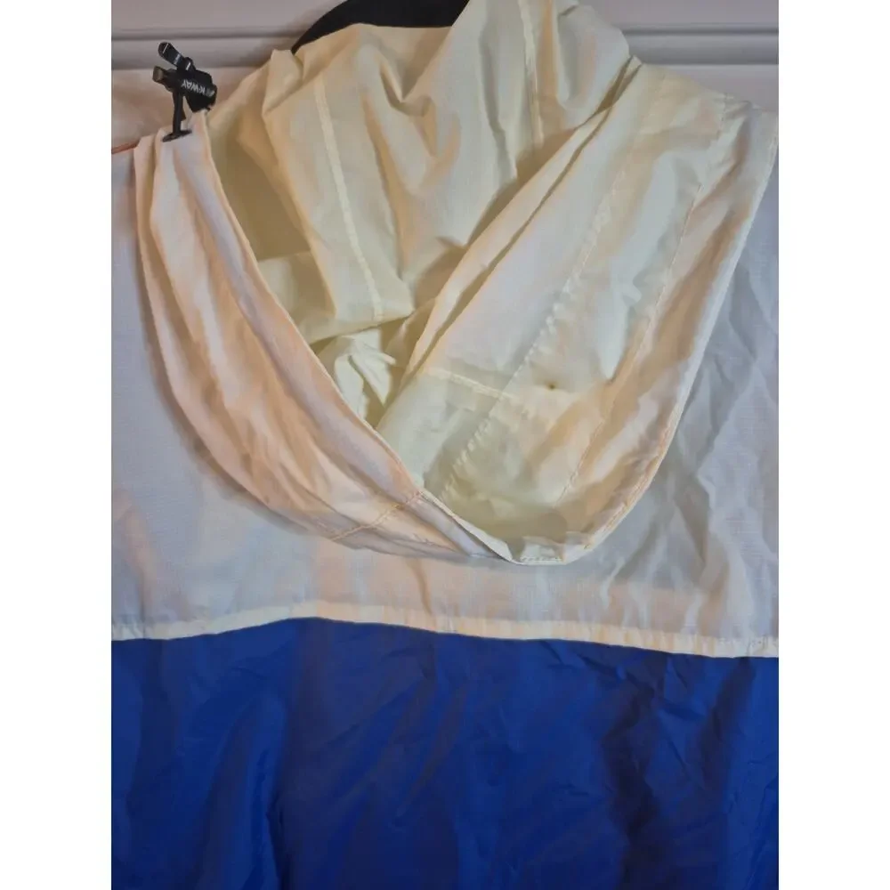 Kappa KWAY Blue White Windbreaker Jacket Medium Hoodie Italy Le Vrai Leon Banda